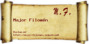 Major Filomén névjegykártya